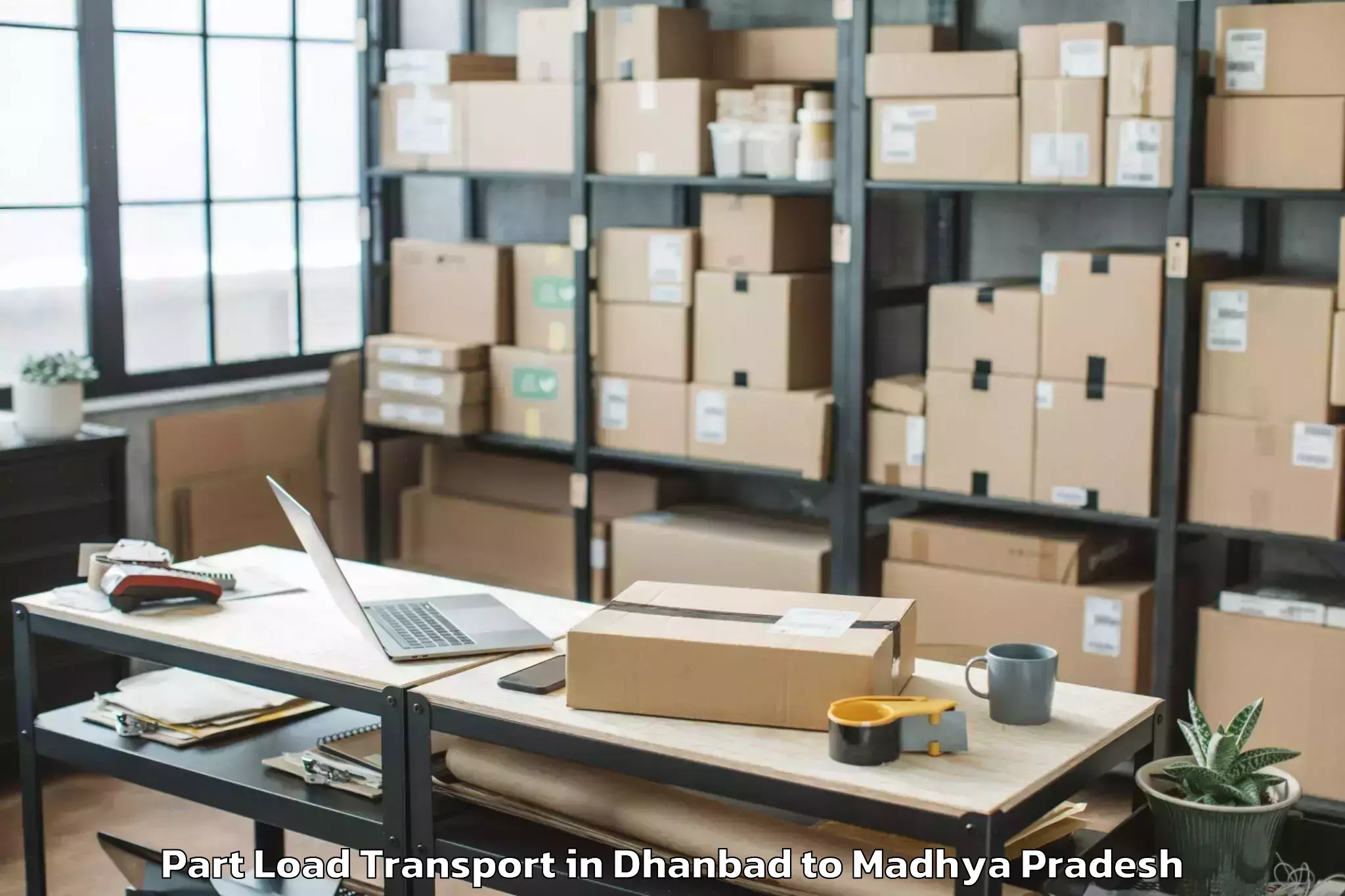 Book Dhanbad to Peoples University Bhopal Part Load Transport Online